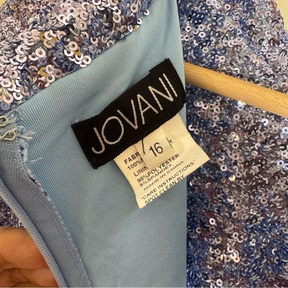 Jovani sparkling blue Embellished Long Sleeve sheath Dress 25950 ladies size 16 - Picture 15 of 16